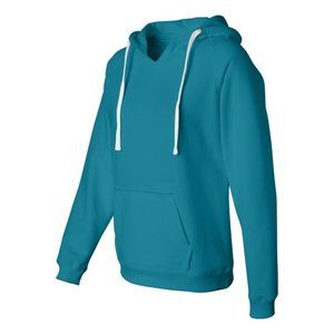 J. America Women's Sueded V-Neck Hooded Sweatshirt